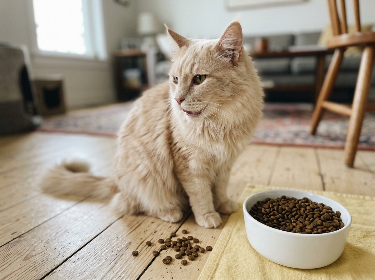 Willow turning away from a full bowl — the sign Elena had been reading as fussiness for two years.